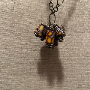 Enamel beaded charm necklace
